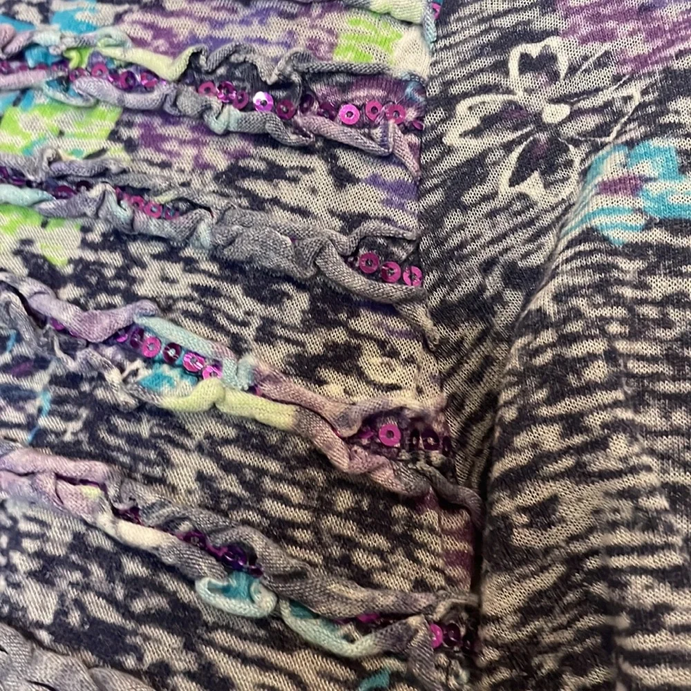 Justice Square Neck Tie Back Floral Sequin Top Sz 16